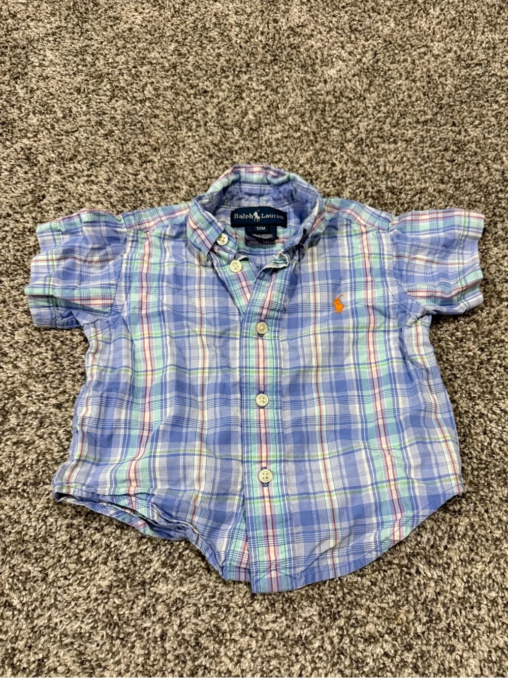 Ralph Lauren Boys Light Blue Plaid Short-Sleeve Button-Down Shirt